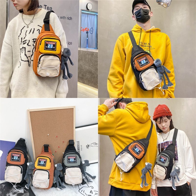 Men Chest Bag for Boys Travel Small Backpack Black Crossbody Bag Women Mini Coffee Shoulder Bag Girls Simple Storage Hand Bags