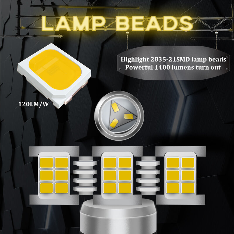 KAMMURI-bombilla LED CANBUS blanca W21/5W, sin Error 7443 T20 W21 5W, para Fiat 2009, luces diurnas DRL, 2016-500