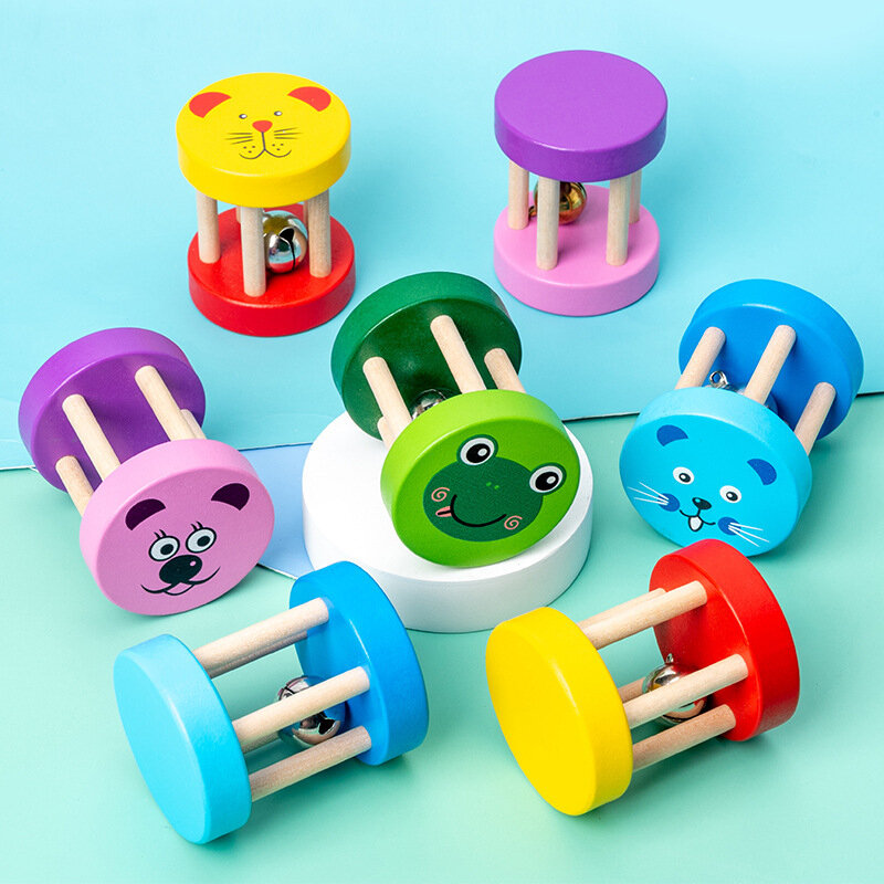 Stücke Baby Montessori Holz Käfig Rasseln Spielzeug Musical Hand Glocke Instruments Schütteln Handbell Spielzeug Geistigen Pädagogisches Spielzeug