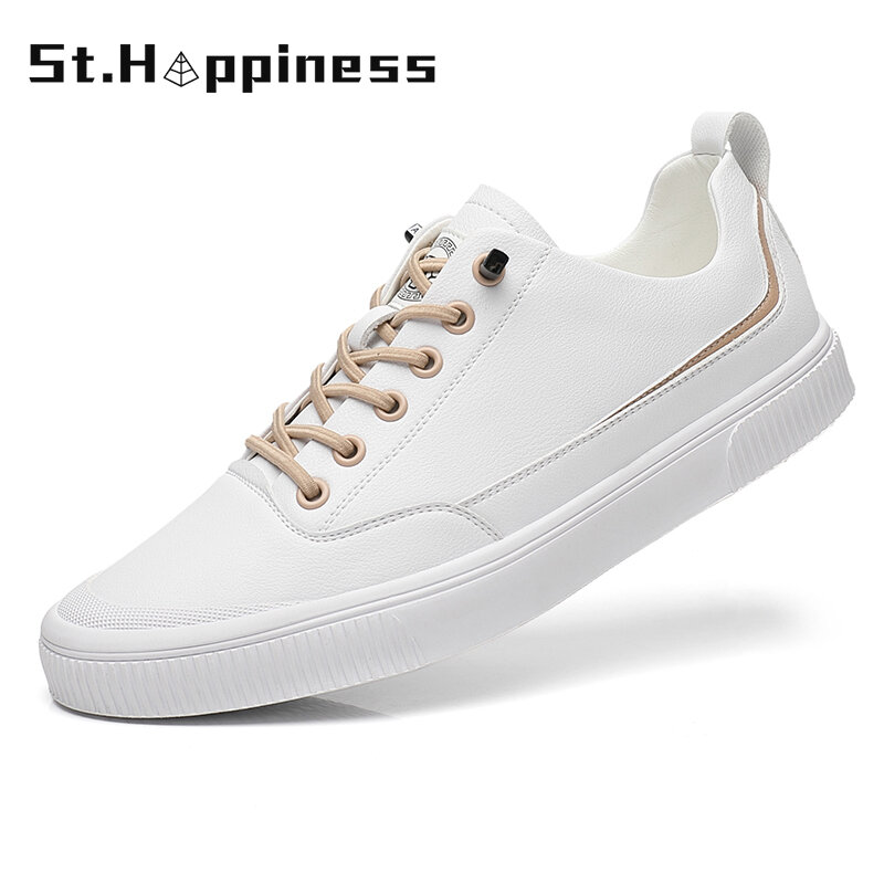 2021 New Summer Men Leather Board Shoes Luxury Brand Casual Sport Sneakers Fashion Outdoor Lightweight Walking Shoes Big Size
