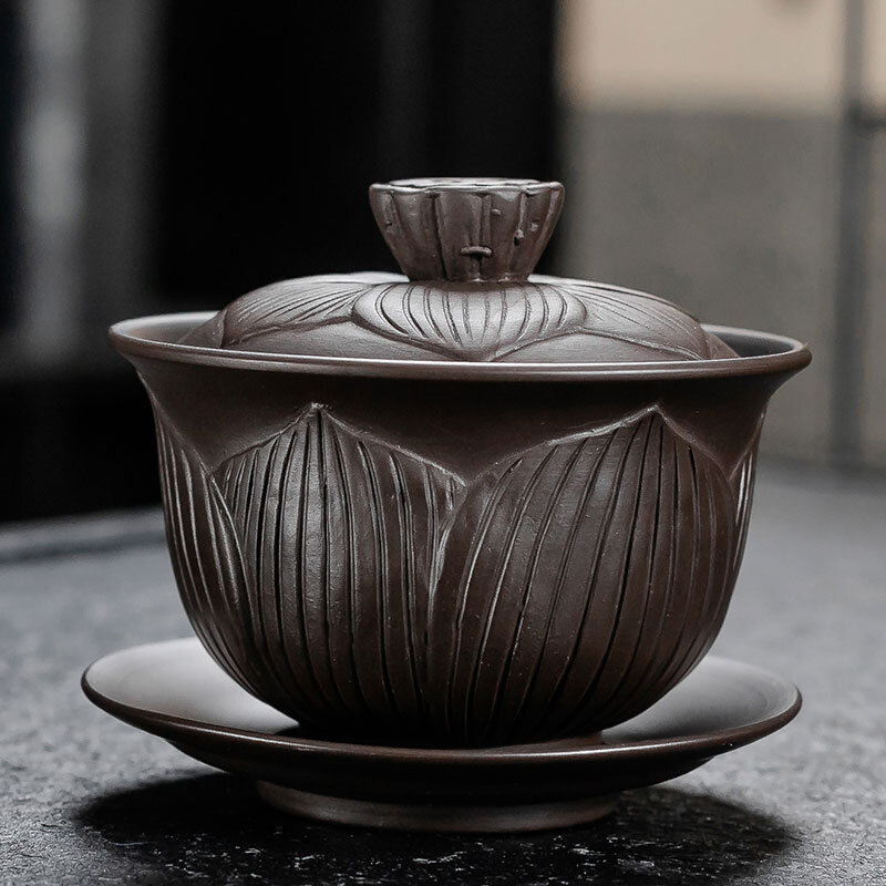 Juego de té Gai Wan de las tradicionales chinas, cuenco de porcelana para viajes, taza de té Gai Wan, taza de té de Kung Fu hermosa y tetera sencilla