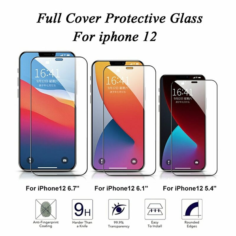 Protector de pantalla de cristal 9D para iPhone, Protector de pantalla completo para iphone 13, 12, 11 Pro Max, X, XS, MAX, XR, 7, 8, 6, 6S Plus, SE, 3 unidades