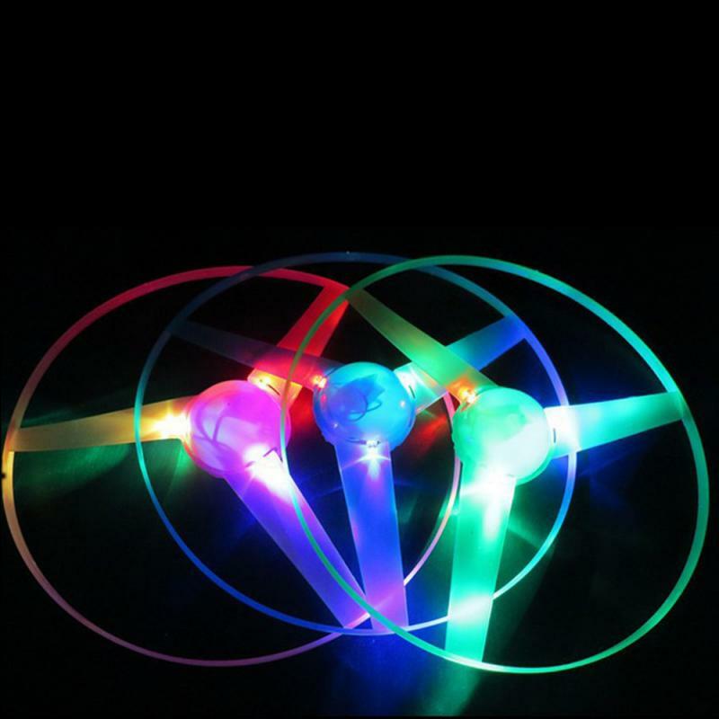 1pc 25 Cm Flash Pull Line Led Flywheel Glow Flywheel Whistle Creative Classic Luminous Toys For Children Gift Random Color