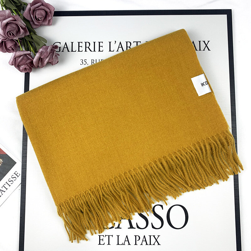 New Winter Warm Solid Color Soft Cashmere Scarves Shawls And Wraps Bandana Female Foulard Tassel Shawl