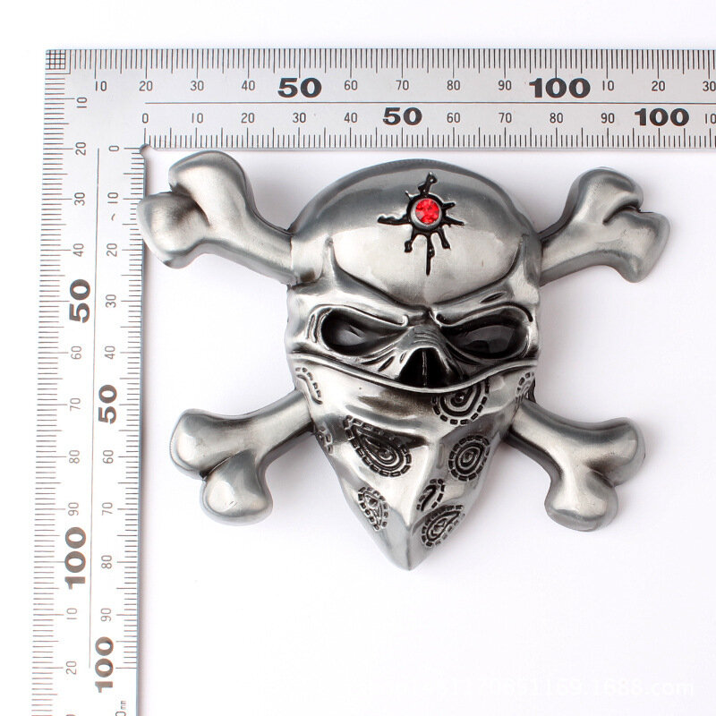 เข็มขัด DIY อุปกรณ์เสริม Skull Skeleton เข็มขัด Buckle Western คาวบอยสไตล์เรียบเข็มขัด Punk Rock สไตล์ K36
