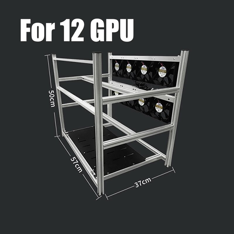 อลูมิเนียม6/8/12 GPU Stackable เปิดการทำเหมืองแร่คอมพิวเตอร์สำหรับ BTC ETH Rig วงเล็บเปิดกรอบ GPU กรณี2021ใหม่