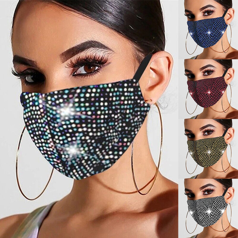 2020 Fashion Shiny Rhinestone Mask Crystal Masquerade Mask Ladies Party Diamond Rhinestone Decoration Mask Women Jewelry