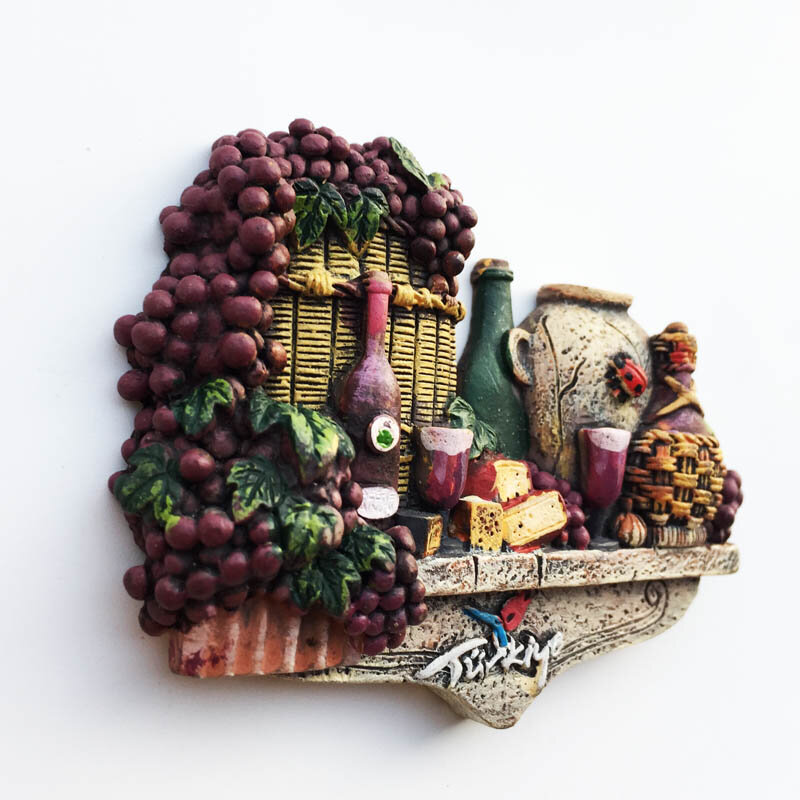 QIQIPP Stiker Kulkas Peringatan Pariwisata Budaya Kreatif Turki Anggur Anggur Cahaya Bulan Cangkir Kerajinan Dekoratif