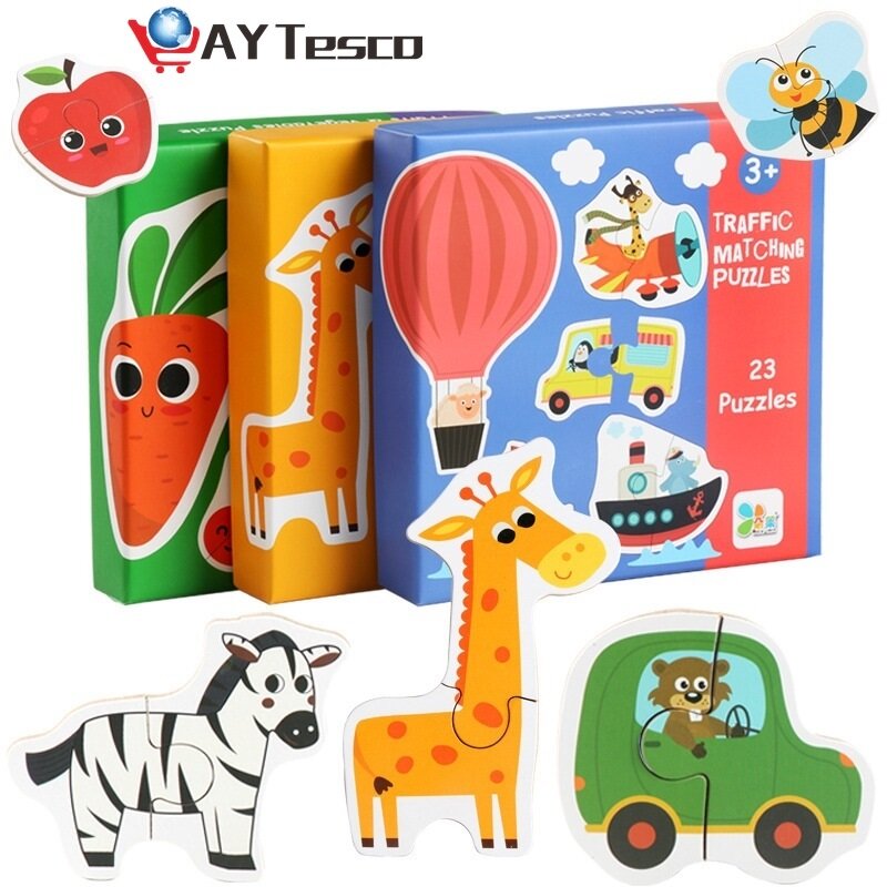 Kinderen Onderwijs Speelgoed Houten Matching Puzzel Dier Transport Groenten Jigsaw Set Kinderen Vroeg Leren Speelgoed Gift Voor Baby