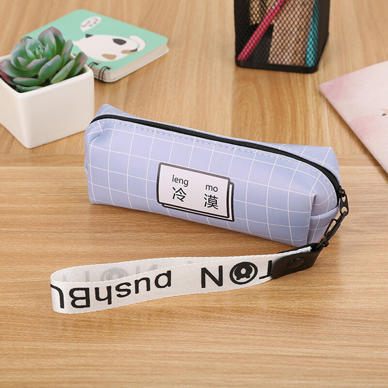 Creative Stationery Girl heart PU Pencil Case Lanyard Coin Purse Large Capacity Portable Student Square Pencil Case