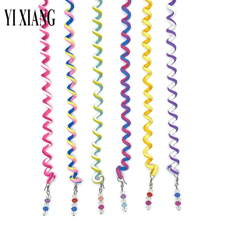 6PCS  Clay With Crystal Hairband Summer Series Girl's Curling Tool Colorful Hair Accessories Children's Headwear Given As A Gift