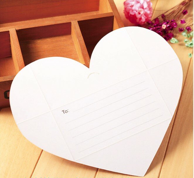2PCs Folding Greeting Card Envelopes Blessing Creative Card Thanksgiving Birthday Wishes Gift Card (With Rope& small Heart crad)