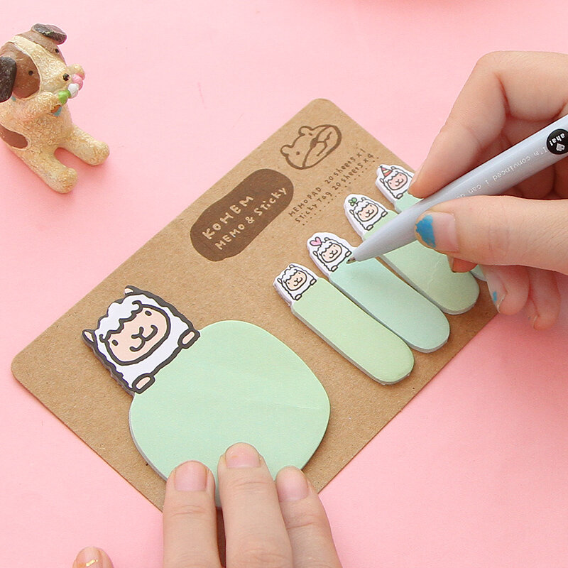 Nieuwe Leuke Kawaii Animal Koreaanse Konijn Schapen Briefpapier Memo Pad Scrapbooking Sticky Notes Boek Papier Sticker Bookmark Stok