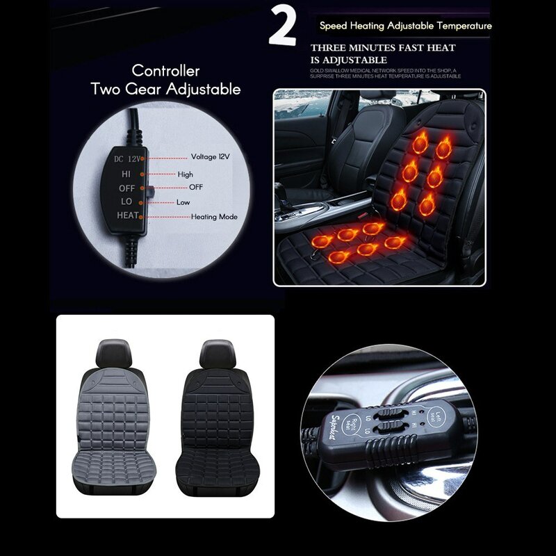 Carro aquecido inverno mais quente capa de almofada auto 12v aquecedor de aquecimento almofada almofada do carro