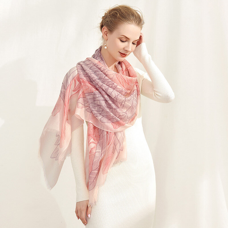 New autumn/Winter 2020 cashmere gift scarf, long matching feather print warm long scarf, lady's shawl