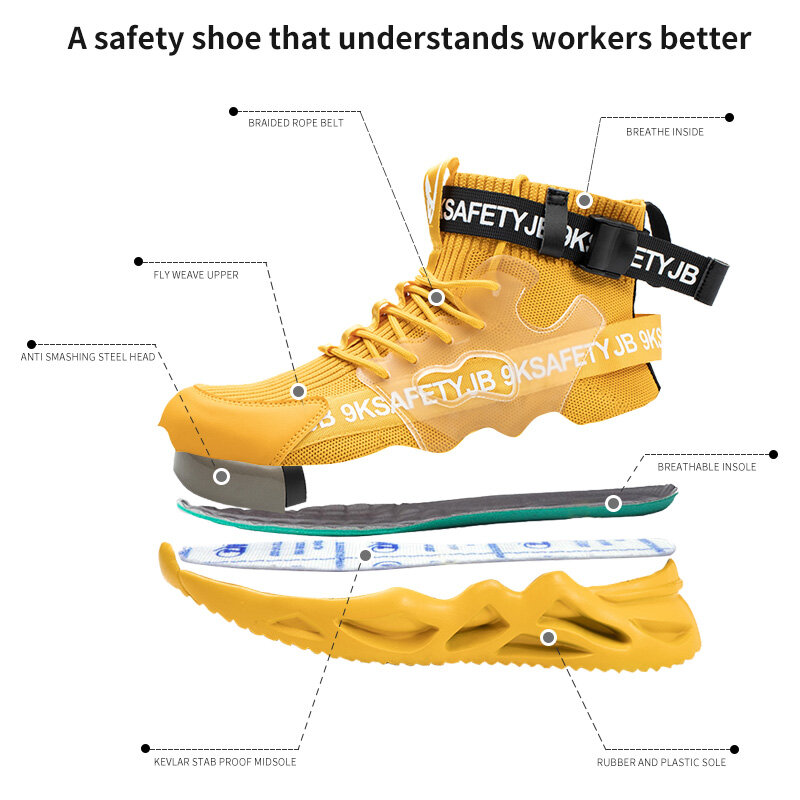 Bottes de travail en acier anti-écrasement pour hommes, chaussures de sécurité Parker, bottes de rinçage de sécurité, boucle indée, chaussettes de travail, baskets, chaussures, nouveau, 2022