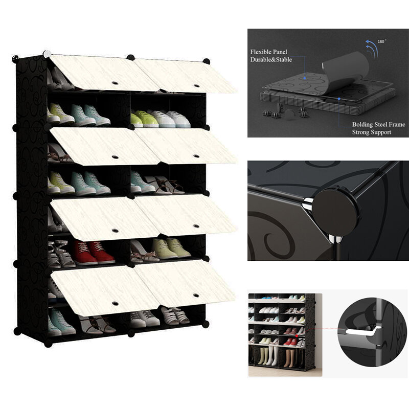 Fashoin-armario de zapatos Modular de pie, organizador de almacenamiento a prueba de polvo, desmontable, soporte para el hogar, Zapatero con puerta