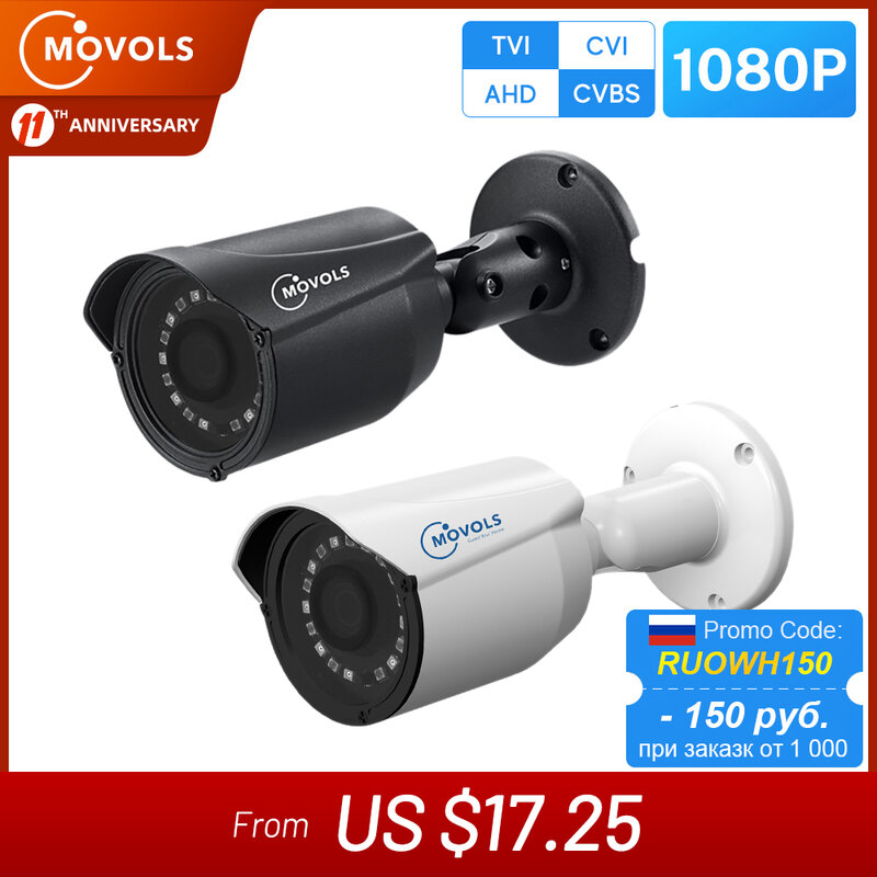 Камера видеонаблюдения MOVOLS 1080P 2 Мп HD для помещений и улицы Водонепроницаемая аналоговая цилиндрическая ИК-камера с датчиком Sony AHD / TVI / CVI/CVBS