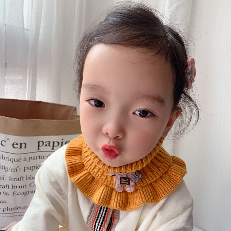 Jersey de lana de punto para niño y niña, bufanda bonita y cálida para niño y bebé, Jersey sólido de moda coreana, bufandas circulares de anillo para niño