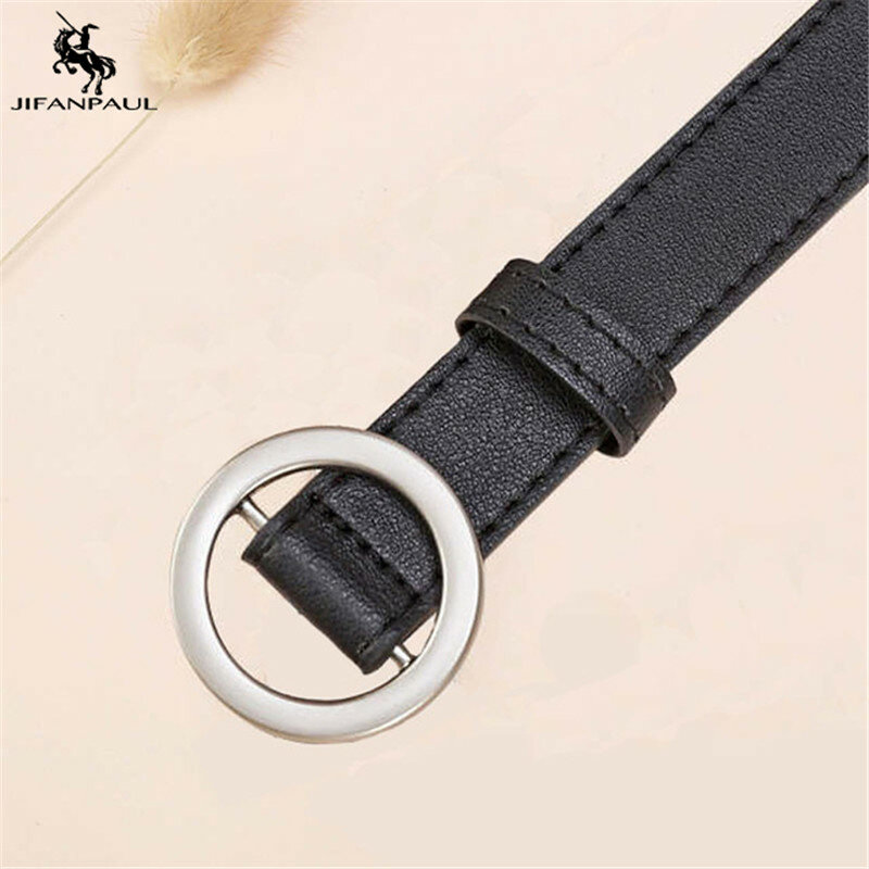 JIFANPAUL women belt Round alloy buckle belt for women  fashion casual leather new soft beltS student youth self-cultivation