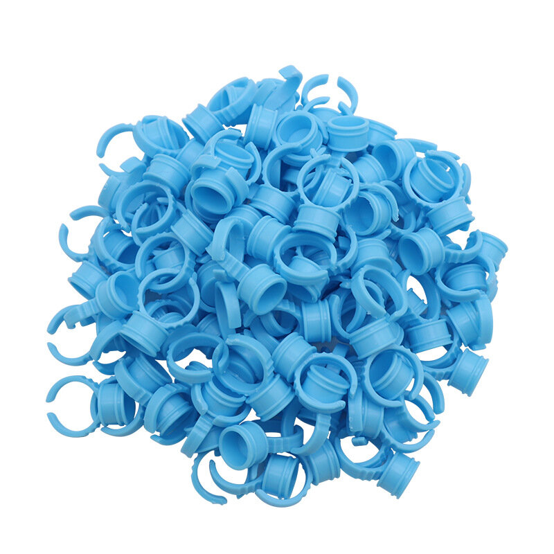 Novo 100 pçs descartável azul anel copo para cola de cílios ou tatuagem pigmento recipiente titular enxertia cílios 5 tipos