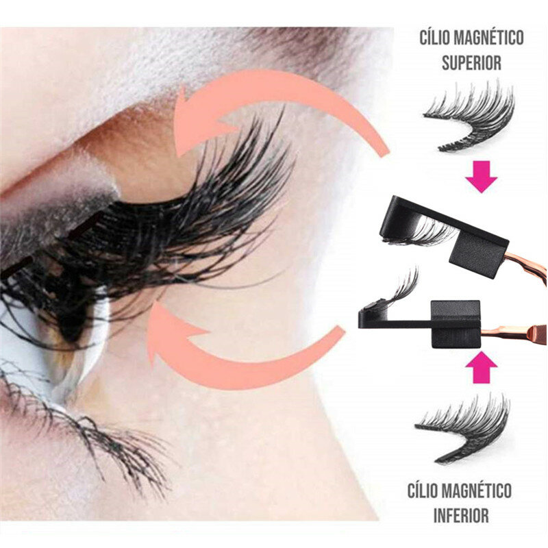 ขนตาแม่เหล็กแม่เหล็ก4 3D ขนตาปลอมธรรมชาติ3D Faux Mink Lashes ขนตาปลอม Make Up Eyelash Magnetic Tweeze