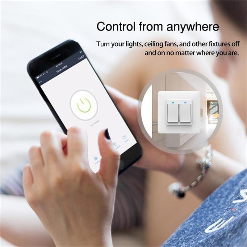 Lonsonho-interruptor inteligente con Wifi, Control remoto inalámbrico, aplicación Tuya Smart Life, UE, 220V, pulsador de luz de pared, Alexa y Google Home