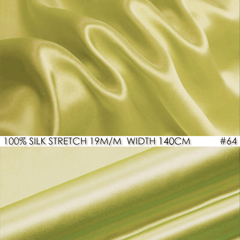 Raso elasticizzato di seta 140 cm, larghezza 19momme 2021 nuovi tessuti Soie di seta Desigual tessuti elasticizzati giallo chiaro NO 64