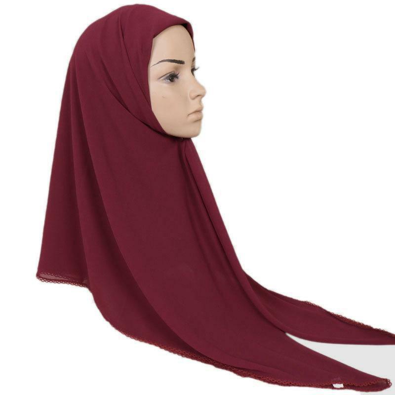고품질 시폰 무슬림 hijab 스카프 목도리 머리 랩 일반 색상 115cm x 115cm