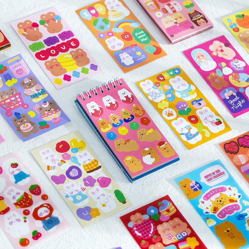 50 قطعة لطيف الكرتون الحيوانات لفائف كتاب ملصقات حساب اليد الإبداعية الديكور Collage ملصقات صناعة يدوية سكرابوكينغ
