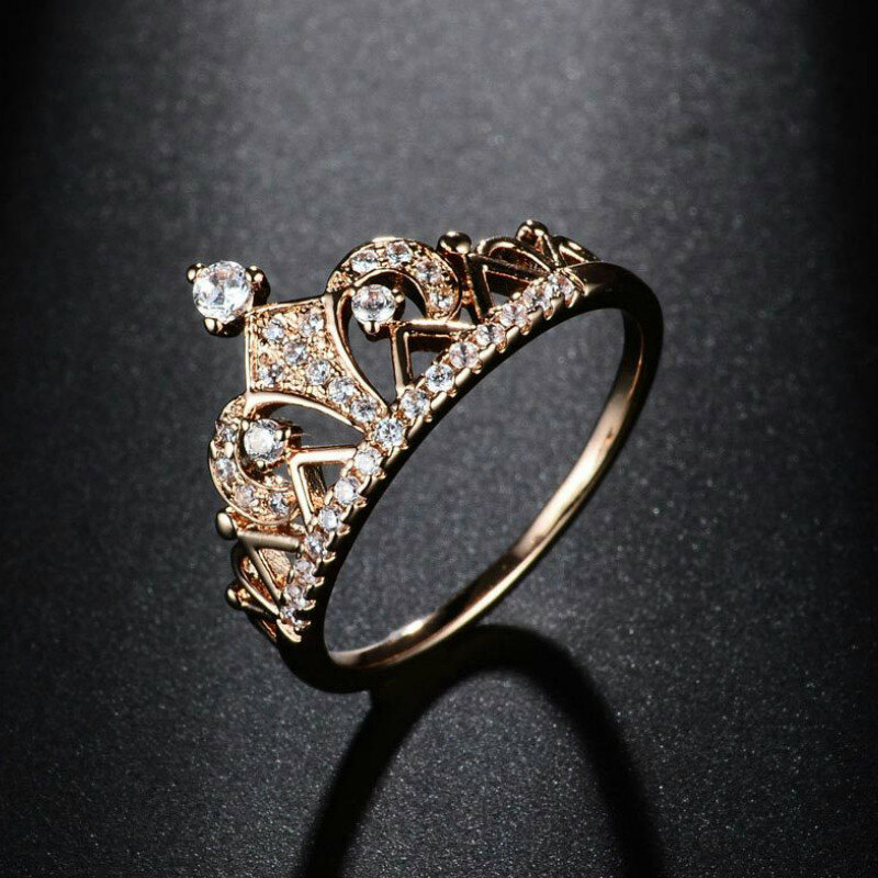 Vimio princesa coroa anéis para mulheres aaa zircônia cúbica micro pave ajuste noivado anéis de casamento feminino anel acessórios