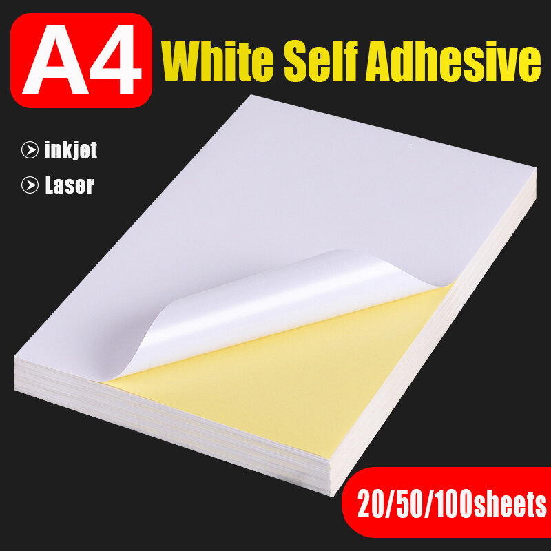 Brillant Blanc blanc A4 étiquettes papierPhoto Brillant Autocollants Pour Imprimantes Laser