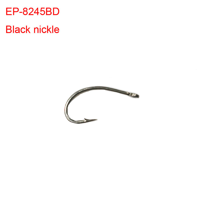 100pcs Eupheng EP-8245BD Carpe crochets de pêche à la mouche Nickel Noir L