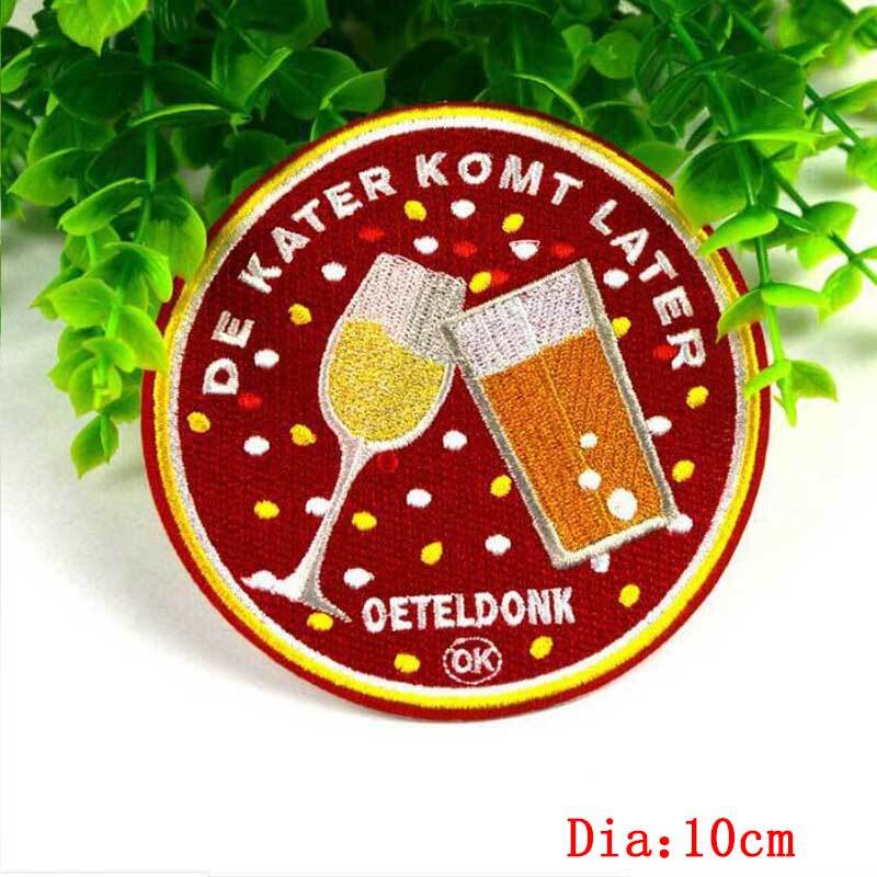 Diy oeteldonkエンブレムフル刺繍カエルカーニバルオランダ鉄ためのパッチの服ステッカーアップリケドレスストライプ