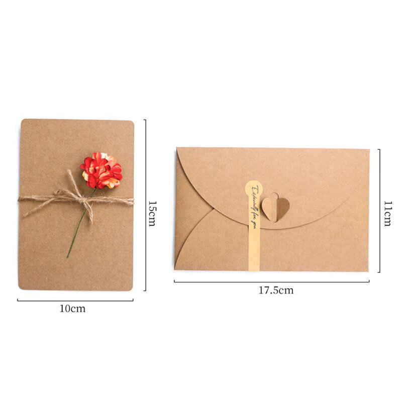 Vintage Blanks Greeting Card Small Fresh Kraft Paper Manual Creatives DIY Dried Flower Greeting Card for Christmas Party