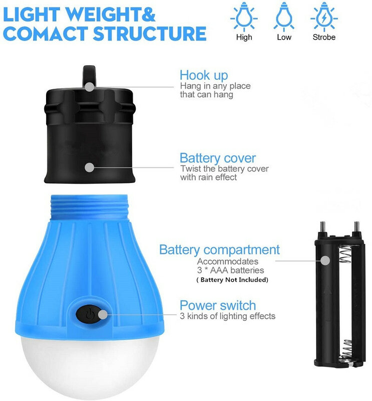 Bombillas LED recargables para exteriores, linterna de luz nocturna USB, luz de emergencia para acampar, lámpara móvil portátil, gran oferta