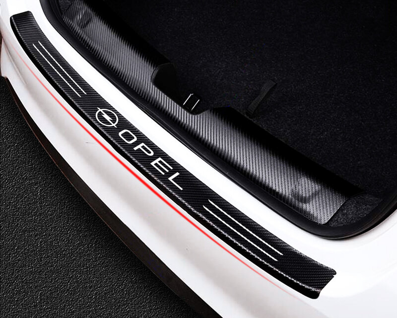 Adesivo in fibra di carbonio per paraurti posteriore per baule posteriore per Opel Astra H G J Insignia Mokka Zafira Corsa Vectra C D