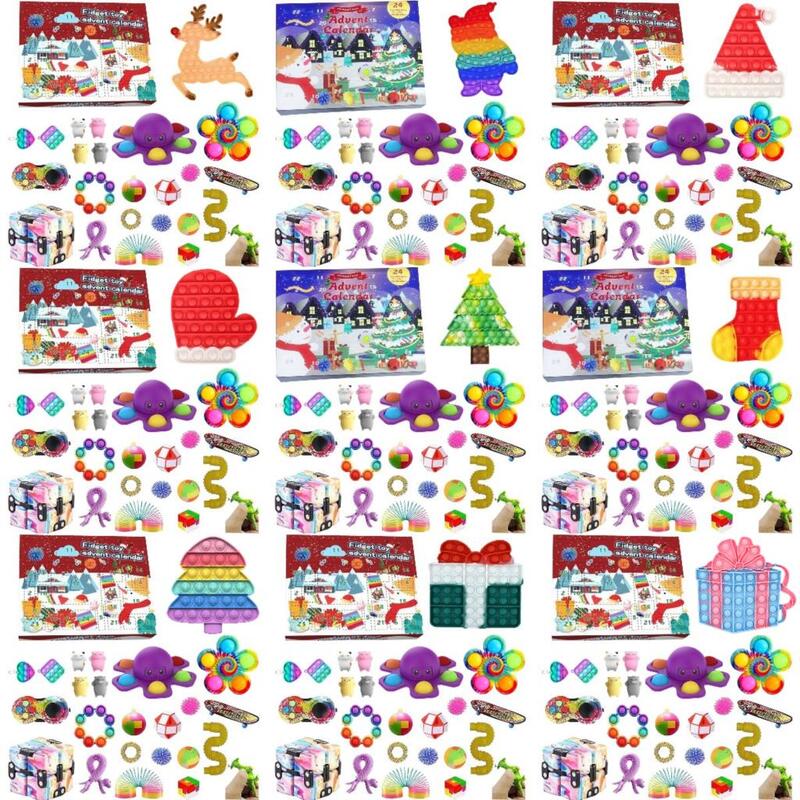Push antystresowe zabawki typu Fidget specjalne sensoryczne świąteczne odliczanie kalendarz zestaw zabawek kalendarz adwentowy pudełko boże narodzenie Party