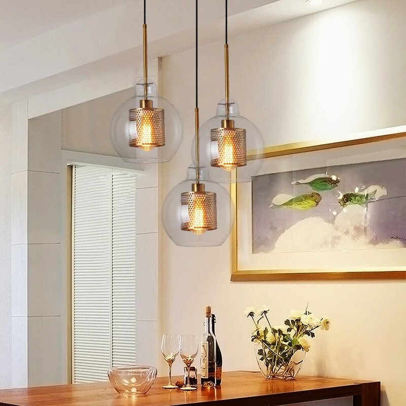Lámpara colgante de cristal para restaurante, iluminación retro moderna con cordón, diseño creativo, personalidad, escalera