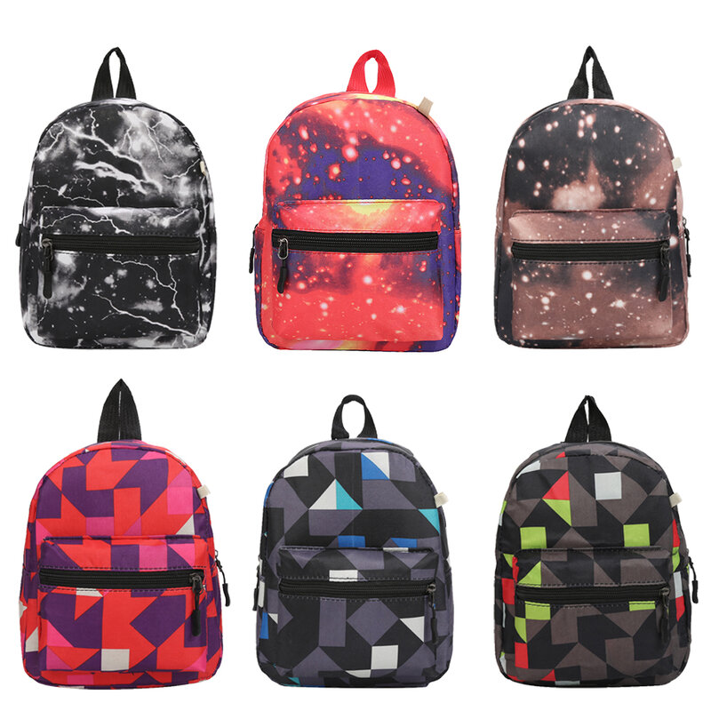 Mochila de lona con múltiples bolsillos para mujer, morral escolar para adolescentes y niños, estilo pijo, con estampado geométrico, bolsa de viaje