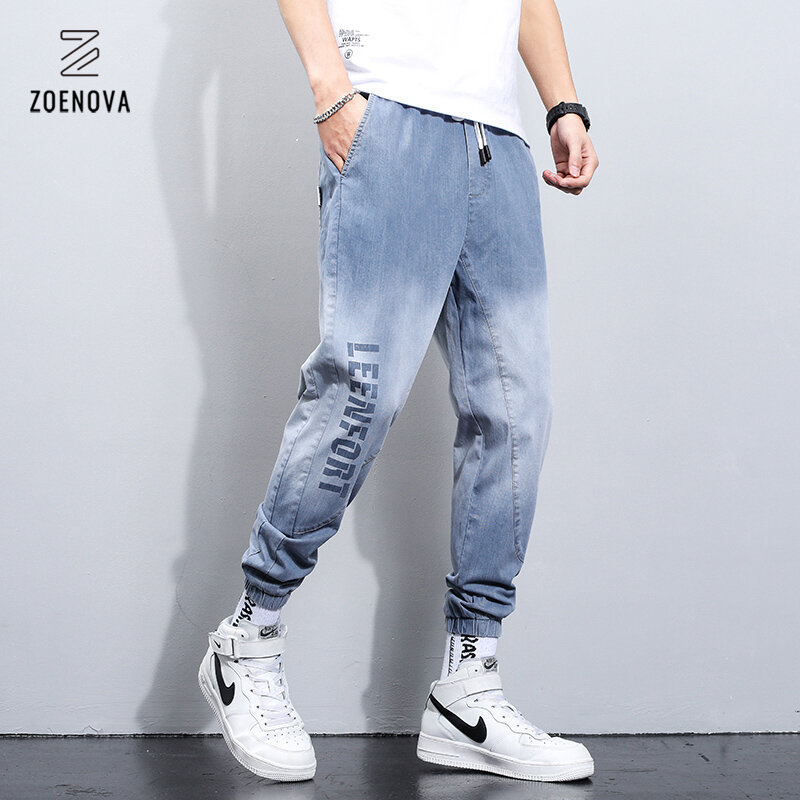 Calça masculina de verão, calça jeans de imitação da moda, estilo harajuku, calças de algodão casuais, calças hip hop para homens