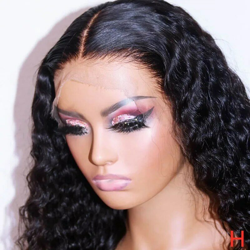 Babyhair-Peluca de cabello sintético para mujeres negras, pelo rizado con malla frontal, longitud de 26 pulgadas, resistente al calor, 180% densidad, parte media
