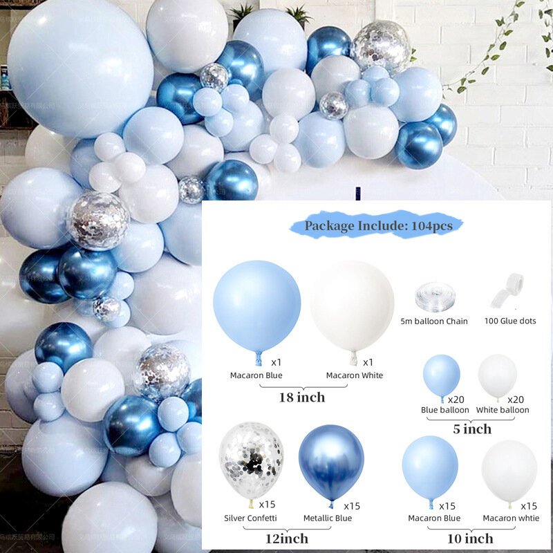 Conjunto de cadena de globos para niña, guirnalda de globos para fiesta de cumpleaños y boda, suministros de decoración de Año Nuevo, adornos de globos de Macaron para fiesta