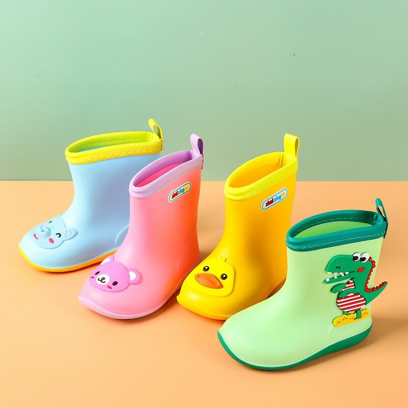 Botas de lluvia impermeables para niños, zapatos clásicos de goma de Pvc, para bebés
