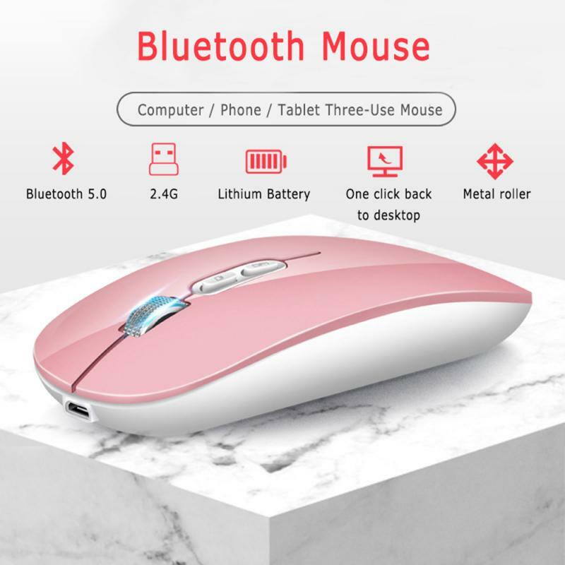Novo 1600 dpi usb óptico mouse de computador sem fio bluetooth 2.4ghz receptor recarregável mouse ergonômico para computador portátil
