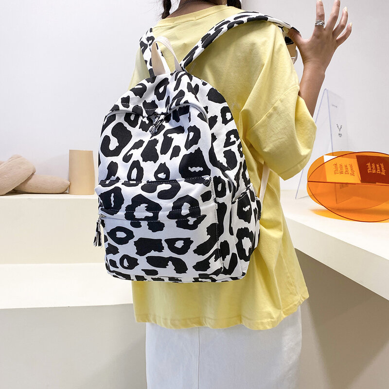Sacs à dos imprimé léopard pour femmes, sac à bandoulière de grande capacité, sac multi-poches pour livre d'étudiant, sac de voyage féminin, 2021
