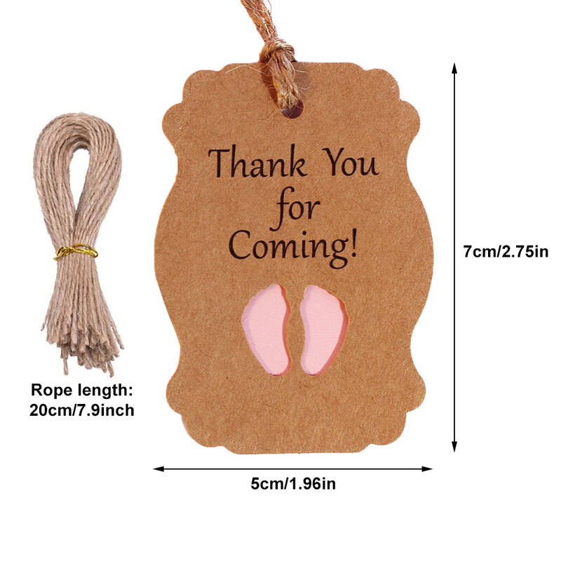 25pcs Thank You For Coming Kraft Paper Tag New Born 1st Birthday Party Decoration Babyshower Christening Creative Paper Tags
