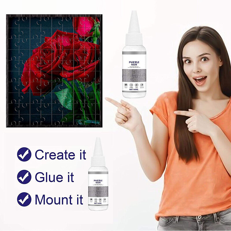 Jigsaw Puzzle Glue with Trowel Applicator Transparent Liquid Jigsaw Puzzle Fixative Glue Laminates and Preserves FC