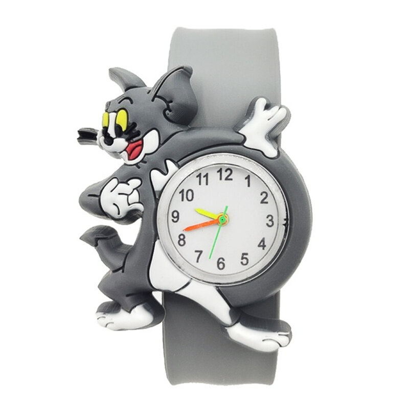 Reloj de dibujos animados en 3D para niños y niñas, accesorio de pulsera de cuarzo con diseño de gatito, flamenco, Gato Negro, dinosaurio, 49 estilos