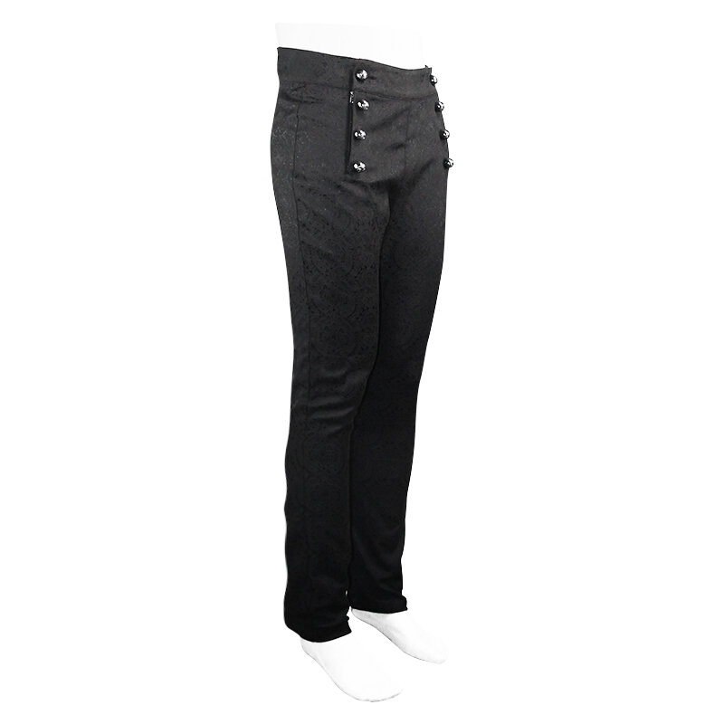 Jeans taille haute gothique pour hommes, pantalon en soie noire, Steampunk, Halloween